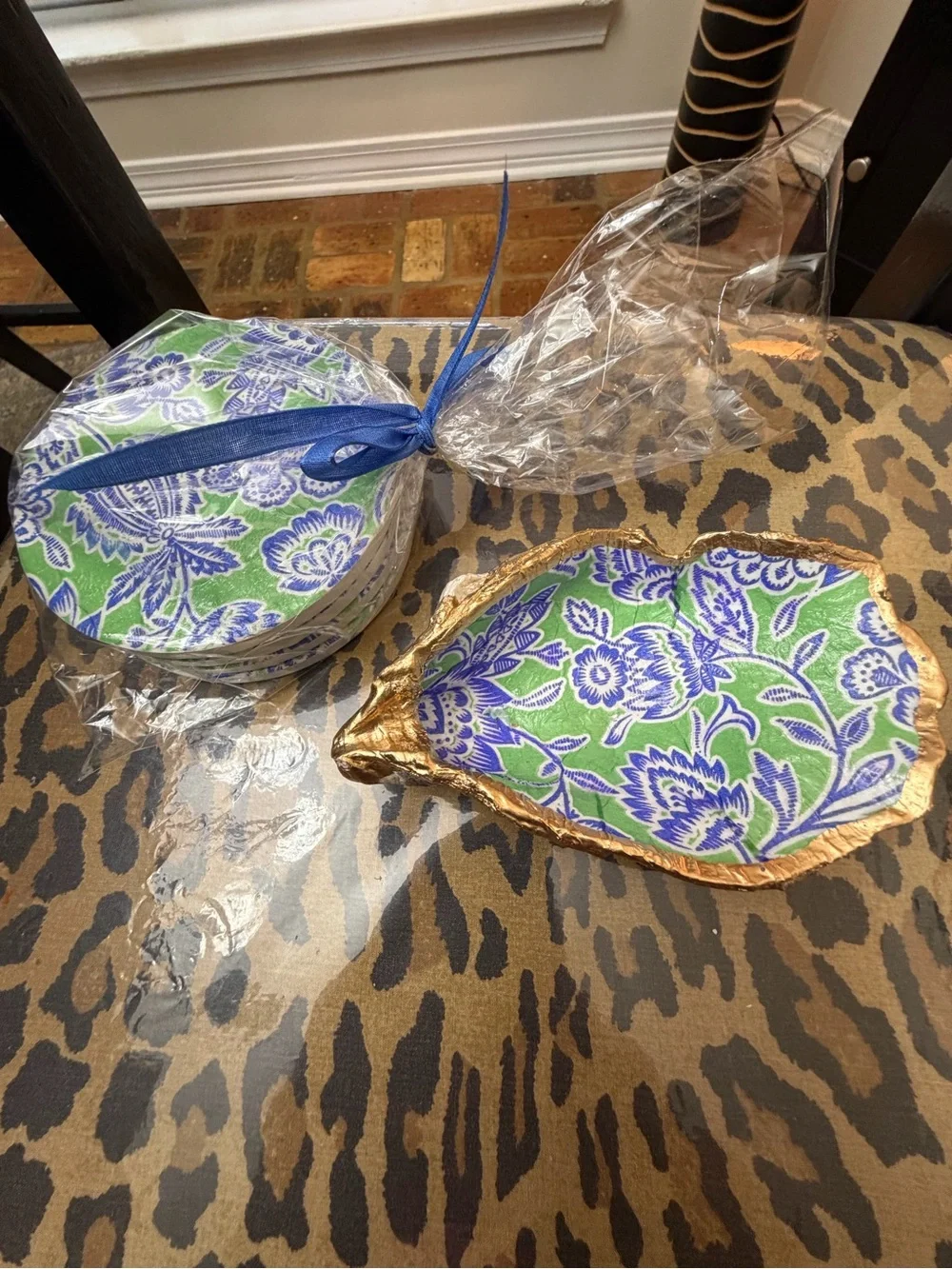 Picture Frame/Note Holder.  Oyster Shell Trinket Dish.  Coaster set.